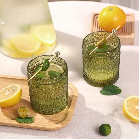 مجموعة أكواب الشرب Hobnail من Moretoes مكونة من 12 قطعة، مجموعة أكواب زجاجية عتيقة، كؤوس Highball 12oz ومجموعة أكواب كوكتيل 10oz، مجموعة هدايا زجاجية لبار المطبخ لعصير الليمون والويسكي والبيرة والعصائر والحليب in Saudi Arabia