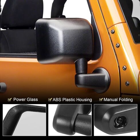 Door Mirror Left Driver Side and Right Passenger Side Replacement For Jeep Wrangler JK 2007-2017, Replace CH1320271 CH1321271 in Saudi Arabia