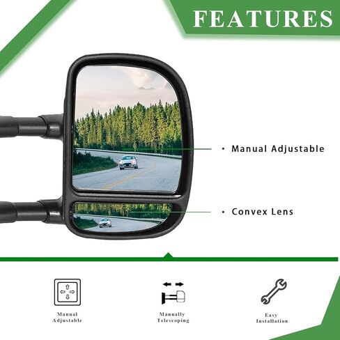 PZ Towing Mirrors Replacement Fit for 1999-2007 F-250 F-350 F-450 F-550 SUPER DUTY, POWER HEATED,SMOKE SIGNAL,BLACK (PAIR SET) in Saudi Arabia