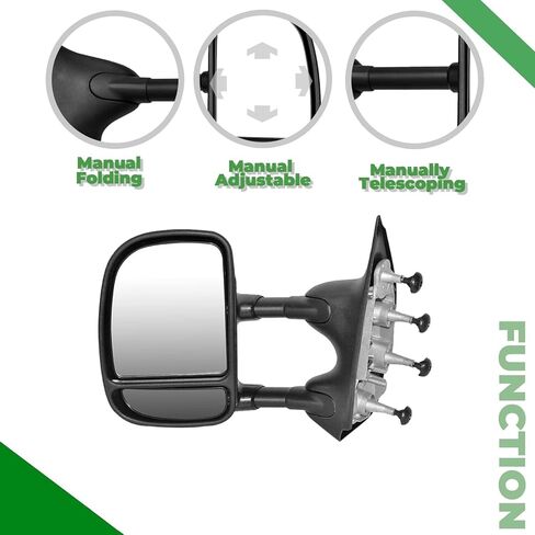 PZ Towing Mirrors Replacement Fit for 1999-2007 F-250 F-350 F-450 F-550 SUPER DUTY, POWER HEATED,SMOKE SIGNAL,BLACK (PAIR SET) in Saudi Arabia