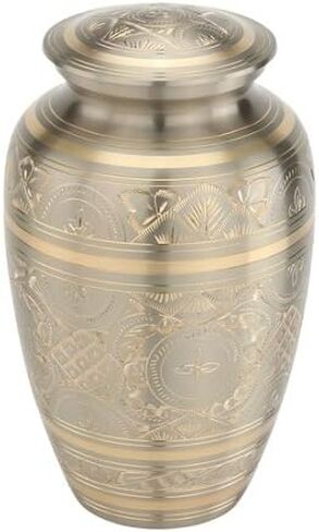 Platinum Elegance Cremation Urn for Ashes, Brass, Silver Urn, Adult Sized Cremation Urn, 10 Inches High in Saudi Arabia