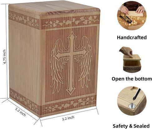 Handmade Wooden Cremation Urn for Ashes with Cross Engraving 24 Cubic Inch Pet Human Urns Funeral Memorial Keepsake Casket Box for Adults, Children, Pets (Cats, Dogs) in Saudi Arabia