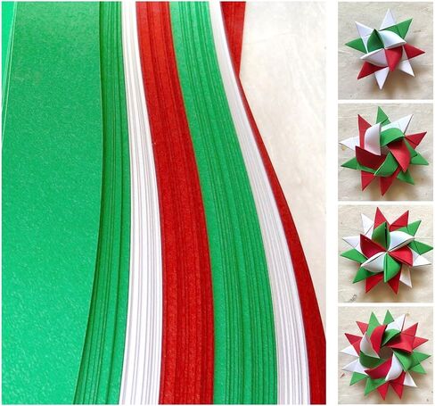 1/4" Red, Green, White Holiday~ Paper Strips for German, Froebel, Moravian Stars & Weaving in Saudi Arabia