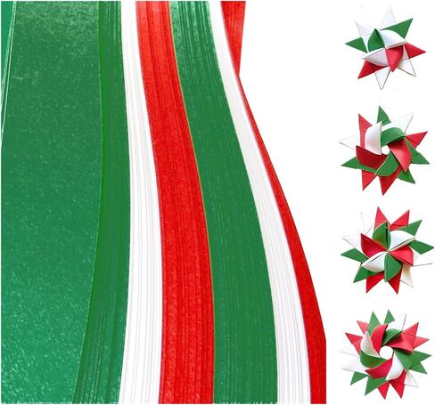 1/4" Red, Green, White Holiday~ Paper Strips for German, Froebel, Moravian Stars & Weaving in Saudi Arabia