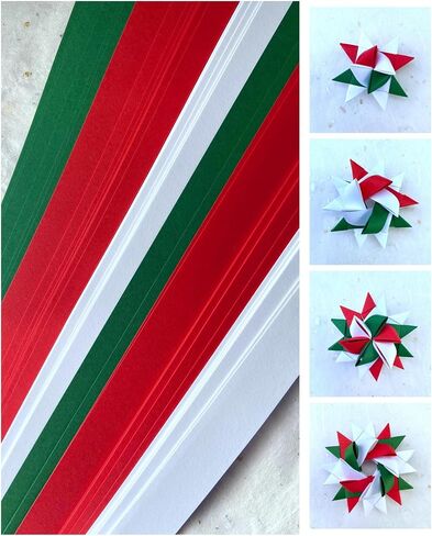 1/4" Red, Green, White Holiday~ Paper Strips for German, Froebel, Moravian Stars & Weaving in Saudi Arabia