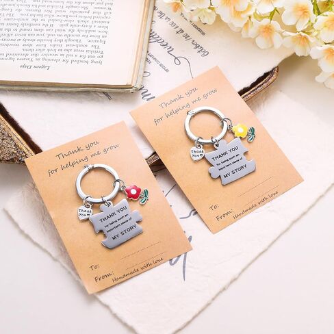 Thank You keychain, Block Puzzle Charm with Enameled Flower, Gifts for Friends/Coworkers/Teacher, Heartwarming Therapist in Saudi Arabia