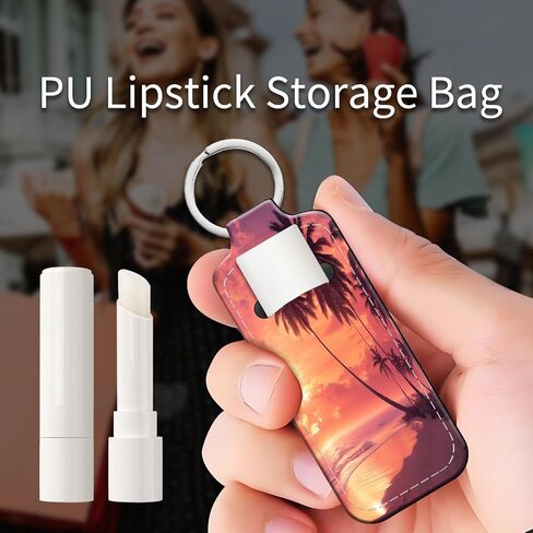 حامل سلسلة مفاتيح Chapstick للمراهقين ، حقيبة بلسم الشفاه الصغيرة مع مقطع - مستمتعة بتخزين مستمتعة (غروب الشمس الجميل) in Kuwait