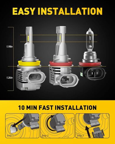 مصابيح Auxito H11 LED ، 20000 لتر 100W لكل مجموعة ، 6000K أبيض بارد ، H8 H9 مصابيح LED لمصابيح الضباب ، المكونات والتشغيل ، حزمة 2 Q16 in Saudi Arabia