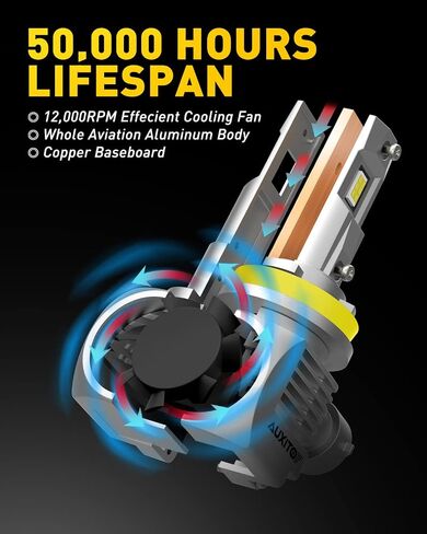 مصابيح Auxito H11 LED ، 20000 لتر 100W لكل مجموعة ، 6000K أبيض بارد ، H8 H9 مصابيح LED لمصابيح الضباب ، المكونات والتشغيل ، حزمة 2 Q16 in Saudi Arabia