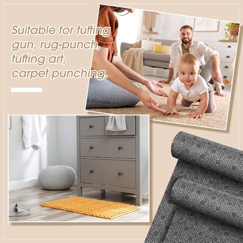 Tudomro 2 Pcs 80'' x 80" Large Tufting Cloth for Rugs and 80'' x 80" Non Slip Final Backing Fabric Monks Cloth with 1 Cleaning Brush 1 Glue Scraper for Tufting Needle DIY Rug Making in Saudi Arabia