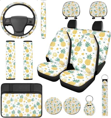 14 قطعة أغطية مقعد سيارة الكرز مجموعة كاملة مع توجيهات توجيه توجيه حزام حزام حزام منصات مسند ذراع Cushion Custers keychain الديكور الداخلي unverisal fit معظم السيارات Turcks Turcks سيدان in Kuwait