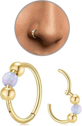 مجموعة خاتم الأنف kvekstio opal للنساء ، أنف الحاجز المصنوع من الفولاذ المقاوم للصدأ المجوهر in Saudi Arabia