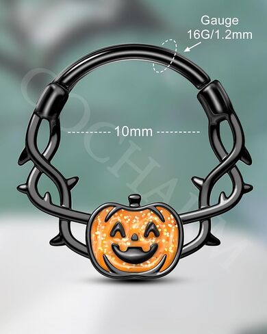 COCHARM Halloween Septum Rings 16G Pumpkin Septum Jewelry Jesus' Crown Helix Daith Earrings for Women Men Black Daith Piercing Jewelry Stainless Steel in Saudi Arabia