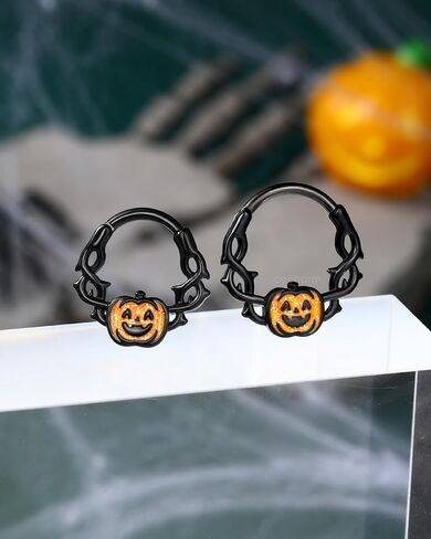 COCHARM Halloween Septum Rings 16G Pumpkin Septum Jewelry Jesus' Crown Helix Daith Earrings for Women Men Black Daith Piercing Jewelry Stainless Steel in Saudi Arabia