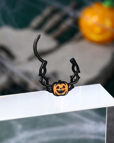 COCHARM Halloween Septum Rings 16G Pumpkin Septum Jewelry Jesus' Crown Helix Daith Earrings for Women Men Black Daith Piercing Jewelry Stainless Steel in Saudi Arabia