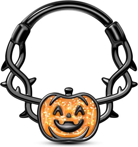 COCHARM Halloween Septum Rings 16G Pumpkin Septum Jewelry Jesus' Crown Helix Daith Earrings for Women Men Black Daith Piercing Jewelry Stainless Steel in Saudi Arabia