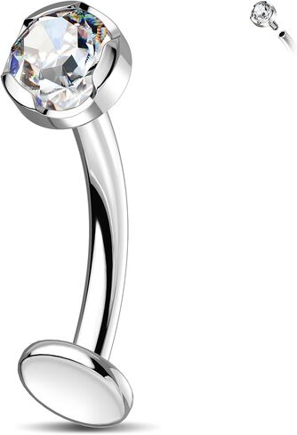 Melighting 14g عائم Bellly Button Ring Ring داخليًا ملولبًا من الفولاذ المقاوم للصدأ 316L CZ صافًا BELLY BELLY RING LING DERICE BIERCING JOLDERY JOLLERERY للنساء 10/12/14/16 مم in Saudi Arabia