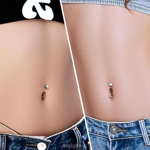 Melighting 14g عائم Bellly Button Ring Ring داخليًا ملولبًا من الفولاذ المقاوم للصدأ 316L CZ صافًا BELLY BELLY RING LING DERICE BIERCING JOLDERY JOLLERERY للنساء 10/12/14/16 مم in Saudi Arabia
