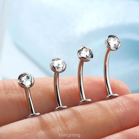 Melighting 14g عائم Bellly Button Ring Ring داخليًا ملولبًا من الفولاذ المقاوم للصدأ 316L CZ صافًا BELLY BELLY RING LING DERICE BIERCING JOLDERY JOLLERERY للنساء 10/12/14/16 مم in Saudi Arabia