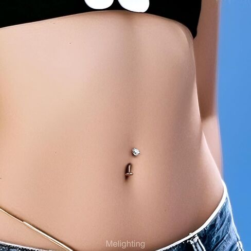 Melighting 14g عائم Bellly Button Ring Ring داخليًا ملولبًا من الفولاذ المقاوم للصدأ 316L CZ صافًا BELLY BELLY RING LING DERICE BIERCING JOLDERY JOLLERERY للنساء 10/12/14/16 مم in Saudi Arabia