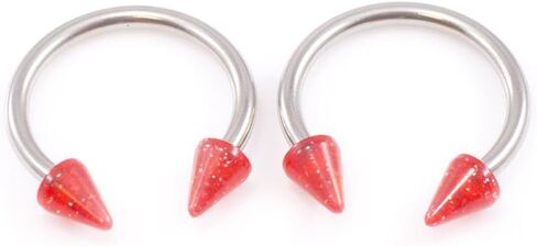 BodyJewelryOnline Pair of Horseshoe with Acrylic Spike end 10g Made of Surgical Steel in Saudi Arabia