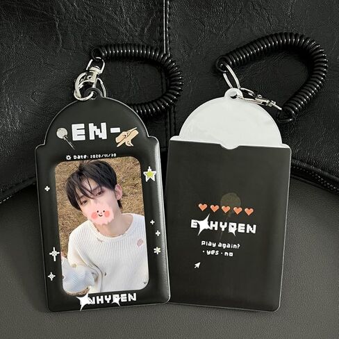 Kpop ENHYPEN Photocard Holder Black Minimalist Card Sleeve Simple Card Cover Suitable for Storing 3~3.5 in Celebrity Album Cards (En) in Kuwait