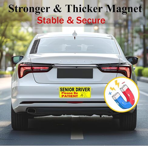 2 Pack Miss Kiss Funny Elderly Driver Magnet for Car, Senior Driver Sign, Senior Citizen Prank Sign for Grandma and Grandpa, Gag Joke Gifts for Women Men (Black - 2 Pack) in Kuwait