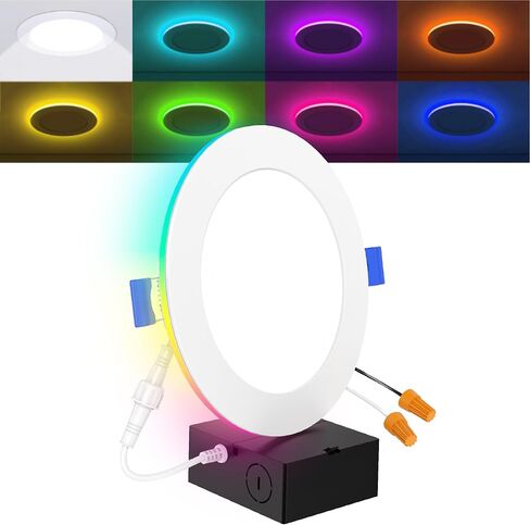Sunco 6 Pack 6 Inch Smart Ultra Thin LED Recessed Ceiling Lights with Night Light, Tunable CCT 2700K to 6000K, Dimmable, 15W, Smooth Trim, Canless with Junction Box in Saudi Arabia