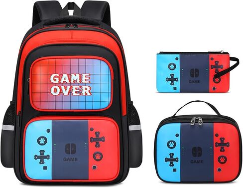 Kids Backpack For Boys, Gamer Boys Backpack with Lunch Box and Pencil Case For Children Teens Elementary Middle School, Mochilas Escolares Para Niños in Kuwait