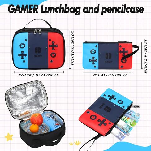Kids Backpack For Boys, Gamer Boys Backpack with Lunch Box and Pencil Case For Children Teens Elementary Middle School, Mochilas Escolares Para Niños in Kuwait