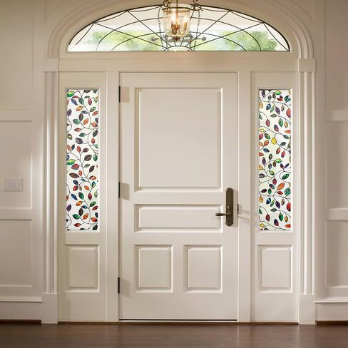 Dktie Retro Stain Glass Window Film for Glass Bas-Relief Texture 2nd Generation Frosted Frasted Frasted Fraste Day و Night 3D Contining Cling Cling (G630 ، 17.7 "× 78.7") in Kuwait