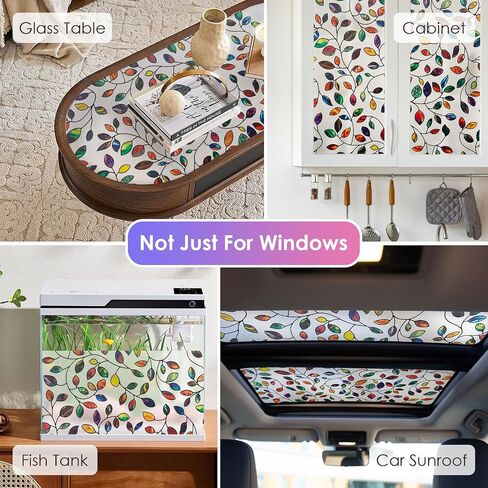 Dktie Retro Stain Glass Window Film for Glass Bas-Relief Texture 2nd Generation Frosted Frasted Frasted Fraste Day و Night 3D Contining Cling Cling (G630 ، 17.7 "× 78.7") in Kuwait