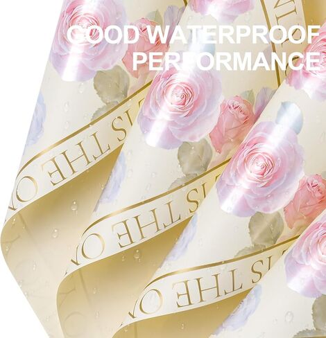 WRAPAHOLIC 20 Sheets Flower Wrapping Paper - 22.8 x 22.8 inch Green Love Design Water-Resistant Floral Bouquet Wrapping Paper, Florist Supplies Packaging for Wedding Birthday Gift DIY in Kuwait