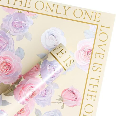 WRAPAHOLIC 20 Sheets Flower Wrapping Paper - 22.8 x 22.8 inch Green Love Design Water-Resistant Floral Bouquet Wrapping Paper, Florist Supplies Packaging for Wedding Birthday Gift DIY in Kuwait