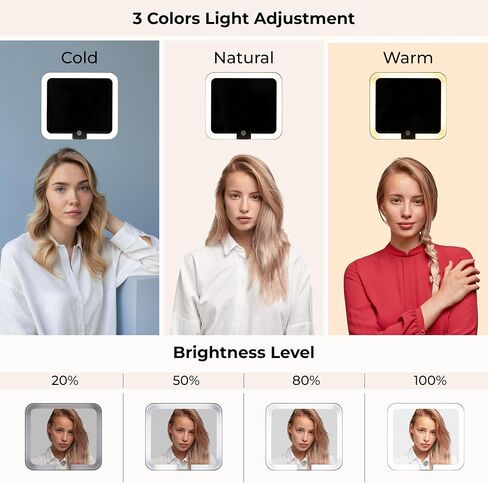 Travel Makeup Bag with LED Mirror, PU Leather Makeup Case - 3 Adjustable Brightness Levels, Lighted Cosmetic Case with Mirror, Dividers - Make Up Portable Storage Organizer with Handle in Saudi Arabia