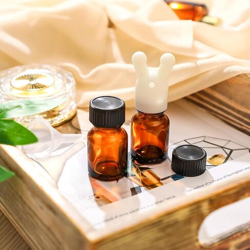 Chunful 2 Pcs Essential Oil Inhaler Leakproof Double Hole Aroma Nasal Inhaler Cap Mini Perfume Dispenser Bottle for Enhances Aromatherapy(Brown) in Saudi Arabia
