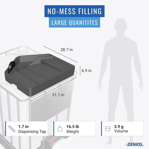 DENIOS® IBC Tote Funnel - Premium IBC Funnel chemically Resistant Polyethylene in Grey – 1x - Large - Made in USA in Kuwait