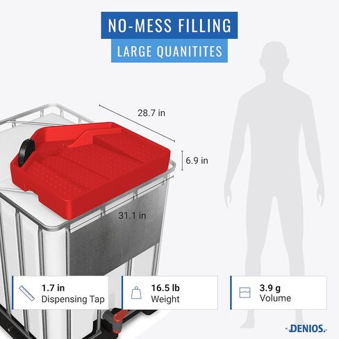 DENIOS® IBC Tote Funnel - Premium IBC Funnel chemically Resistant Polyethylene in Grey – 1x - Large - Made in USA in Kuwait