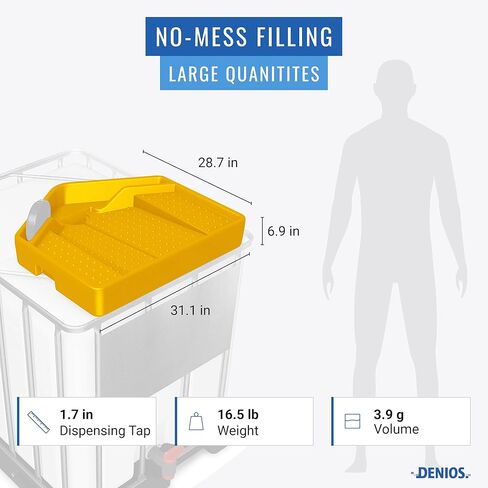 DENIOS® IBC Tote Funnel - Premium IBC Funnel chemically Resistant Polyethylene in Grey – 1x - Large - Made in USA in Kuwait