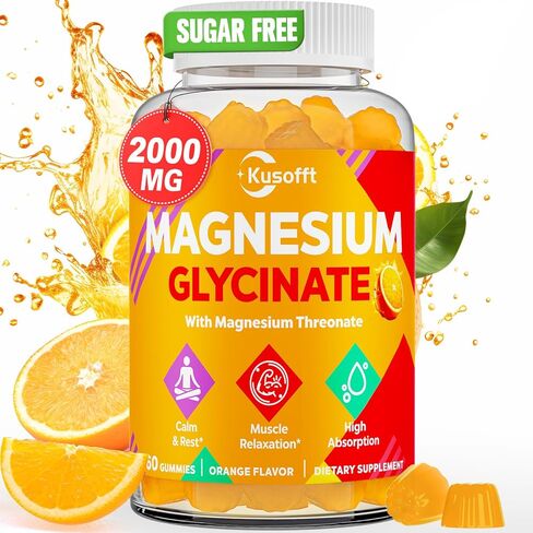Magnesium Glycinate Gummies 1500mg - Sugar Free Magnesium Gummies for Women & Men, with L-Theanine, Ashwaganha, for Energy, Rest* & Muscle, Shelf Stable,60 Magnesium Gummies for Kids in Saudi Arabia