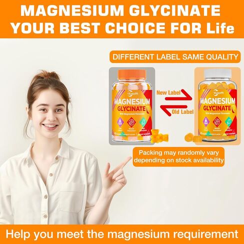 Magnesium Glycinate Gummies 1500mg - Sugar Free Magnesium Gummies for Women & Men, with L-Theanine, Ashwaganha, for Energy, Rest* & Muscle, Shelf Stable,60 Magnesium Gummies for Kids in Saudi Arabia