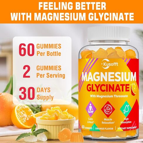Magnesium Glycinate Gummies 1500mg - Sugar Free Magnesium Gummies for Women & Men, with L-Theanine, Ashwaganha, for Energy, Rest* & Muscle, Shelf Stable,60 Magnesium Gummies for Kids in Saudi Arabia