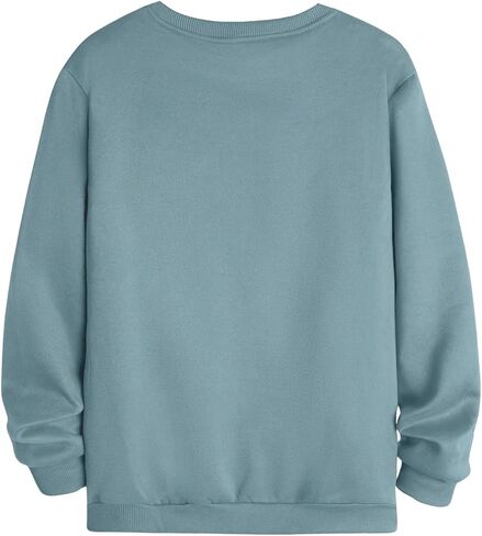 OYOANGLE Men's Letter Cartoon Print Sweatshirt Round Neck Long Sleeve Pullover Sweatshirts in Saudi Arabia