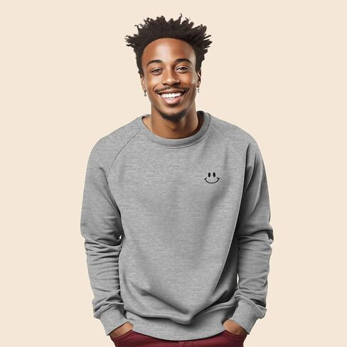 Dalix Smile Face Motorized Fleece Crewneck Long Sleeve Sweatshirt Mens in Saudi Arabia