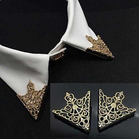 coadipress 2PCS Retro Hollow Triangle Collar Pins Brooch for Men Women Hollow Floral Shirt Suit Clothing Collar Angle Decoration Parts in Saudi Arabia