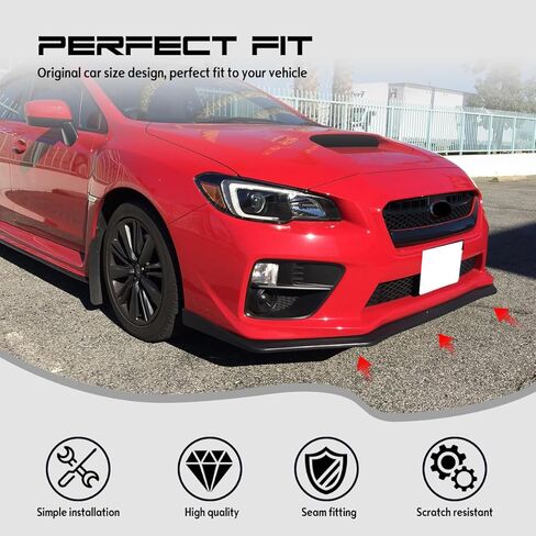 Front Bumper Lip Chin Spoiler, Compatible with 2015-2021 Subaru WRX & WRX STI, STI Style Flexible Polyurethane(PU) Front Lower Splitter Protector, Unpainted Black, 1PC in Kuwait
