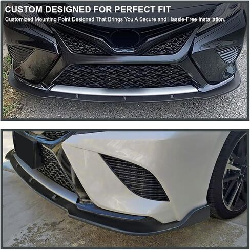 المواصفات D: مفسد الشفاه الأمامي السوداء اللامع اللامعة ، فاصل 3pc مع 2018-2020 Toyota Camry in Saudi Arabia