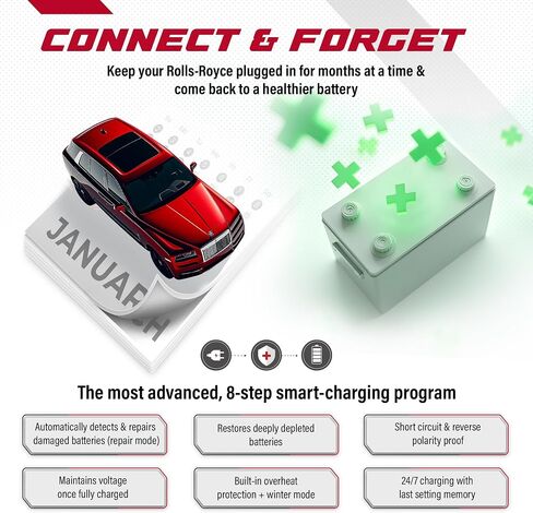 Automotive Battery Charger for Rolls-Royce Wraith Dawn Cullinan Ghost Phantom, 12V, 6A, Magnetic Port, Add Lithium Mode in Saudi Arabia