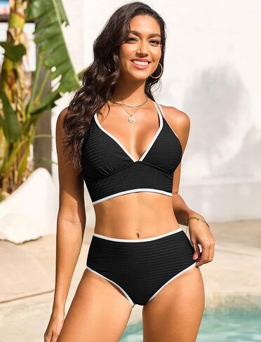 نساء Zaful Bikini عالية الخصر مجموعات التحكم في البطن من قطعتين in Saudi Arabia