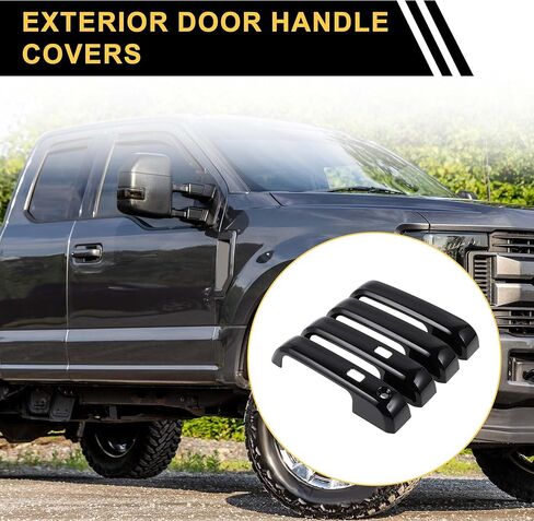 4pcs مقبض الباب الخارجي غطاء مقبض باب السيارة مقبض مقبض فورد F-150 2015-2020 واقي مقبض باب السيارة مع لوحة المفاتيح الأسود in Saudi Arabia